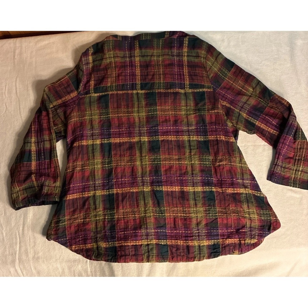Habitat Women's Top XL Plaid Multi‎ Windowpane Shirt in Forest Cabincore Granola - Picture 6 of 11